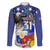 Filipino American History Month Family Matching Long Sleeve Bodycon Dress and Hawaiian Shirt Filipino Coat Of Arms and American Eagle Splash Style LT03 Dad's Shirt - Long Sleeve Blue - Polynesian Pride