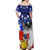 Filipino American History Month Off Shoulder Maxi Dress Filipino Coat Of Arms and American Eagle Splash Style LT03 - Polynesian Pride