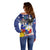 Filipino American History Month Off Shoulder Sweater Filipino Coat Of Arms and American Eagle Splash Style LT03 - Polynesian Pride