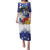 Filipino American History Month Puletasi Filipino Coat Of Arms and American Eagle Splash Style LT03 Long Dress Blue - Polynesian Pride