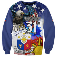 Filipino American History Month Sweatshirt Filipino Coat Of Arms and American Eagle Splash Style LT03 Unisex Blue - Polynesian Pride