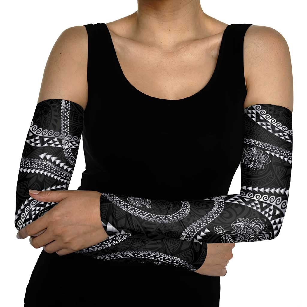 Hawaiian Kakau Art and Hisbiscus Tattoo Arm Sleeves Tribal Pattern-Silver Style - Polynesian Pride