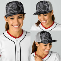 Hawaiian Kakau Art and Hisbiscus Tattoo Baseball Net Cap Tribal Pattern-Silver Style - Polynesian Pride