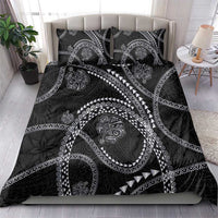 Hawaiian Kakau Art and Hisbiscus Tattoo Bedding Set Tribal Pattern-Silver Style - Polynesian Pride