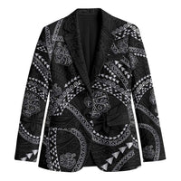 Hawaiian Kakau Art and Hisbiscus Tattoo Blazer Tribal Pattern-Silver Style - Polynesian Pride