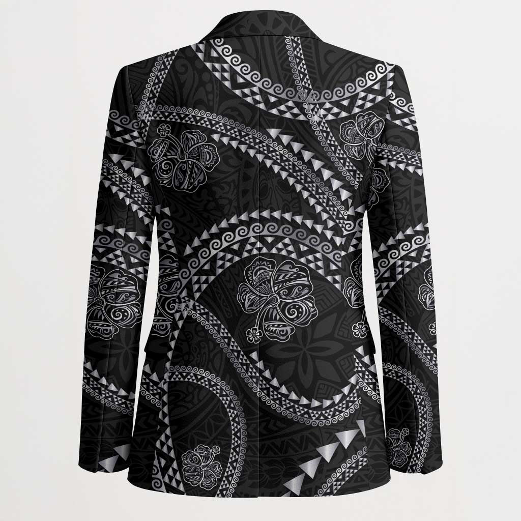 Hawaiian Kakau Art and Hisbiscus Tattoo Blazer Tribal Pattern-Silver Style - Polynesian Pride