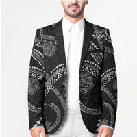 Hawaiian Kakau Art and Hisbiscus Tattoo Blazer Tribal Pattern-Silver Style - Polynesian Pride