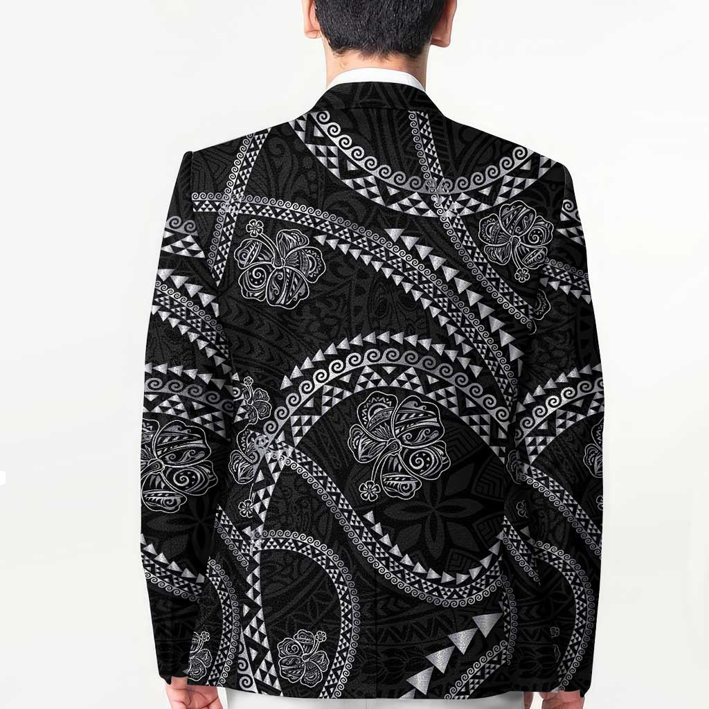 Hawaiian Kakau Art and Hisbiscus Tattoo Blazer Tribal Pattern-Silver Style - Polynesian Pride