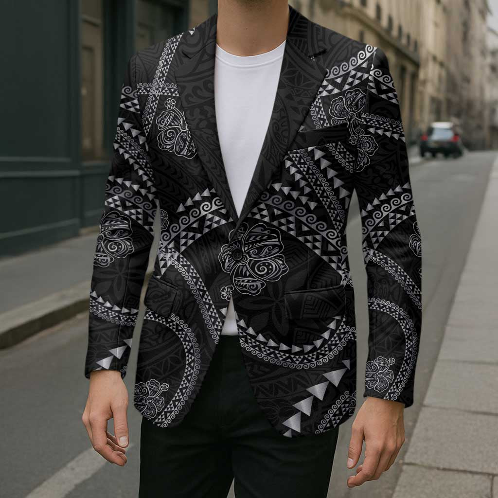 Hawaiian Kakau Art and Hisbiscus Tattoo Blazer Tribal Pattern-Silver Style - Polynesian Pride