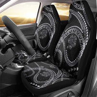 Hawaiian Kakau Art and Hisbiscus Tattoo Car Seat Cover Tribal Pattern-Silver Style - Polynesian Pride
