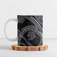 Hawaiian Kakau Art and Hisbiscus Tattoo Ceramic Mug Tribal Pattern-Silver Style - Polynesian Pride