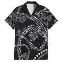 Hawaiian Kakau Art and Hisbiscus Tattoo Family Matching Short Sleeve Bodycon Dress and Hawaiian Shirt Tribal Pattern-Silver Style - Polynesian Pride