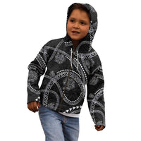Hawaiian Kakau Art and Hisbiscus Tattoo Kid Hoodie Tribal Pattern-Silver Style - Polynesian Pride