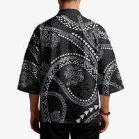 Hawaiian Kakau Art and Hisbiscus Tattoo Kimono Tribal Pattern-Silver Style - Polynesian Pride
