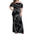 Hawaiian Kakau Art and Hisbiscus Tattoo Off Shoulder Maxi Dress Tribal Pattern-Silver Style - Polynesian Pride
