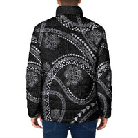 Hawaiian Kakau Art and Hisbiscus Tattoo Padded Jacket Tribal Pattern-Silver Style - Polynesian Pride