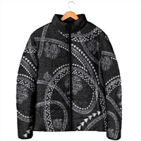 Hawaiian Kakau Art and Hisbiscus Tattoo Padded Jacket Tribal Pattern-Silver Style - Polynesian Pride
