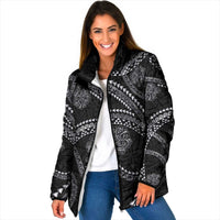 Hawaiian Kakau Art and Hisbiscus Tattoo Padded Jacket Tribal Pattern-Silver Style - Polynesian Pride