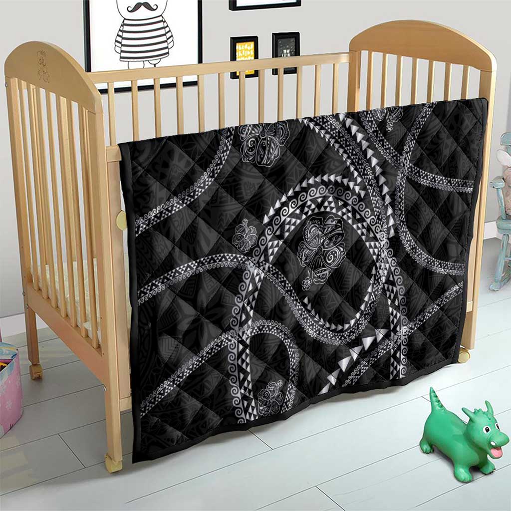 Hawaiian Kakau Art and Hisbiscus Tattoo Quilt Tribal Pattern-Silver Style - Polynesian Pride