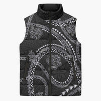 Hawaiian Kakau Art and Hisbiscus Tattoo Sleeveless Puffer Jacket Tribal Pattern-Silver Style - Polynesian Pride