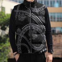Hawaiian Kakau Art and Hisbiscus Tattoo Sleeveless Puffer Jacket Tribal Pattern-Silver Style - Polynesian Pride