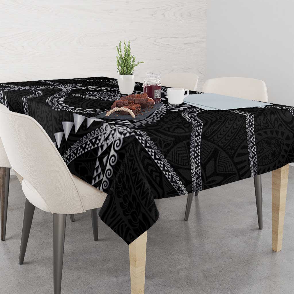 Hawaiian Kakau Art and Hisbiscus Tattoo Tablecloth Tribal Pattern-Silver Style LT03 - Polynesian Pride