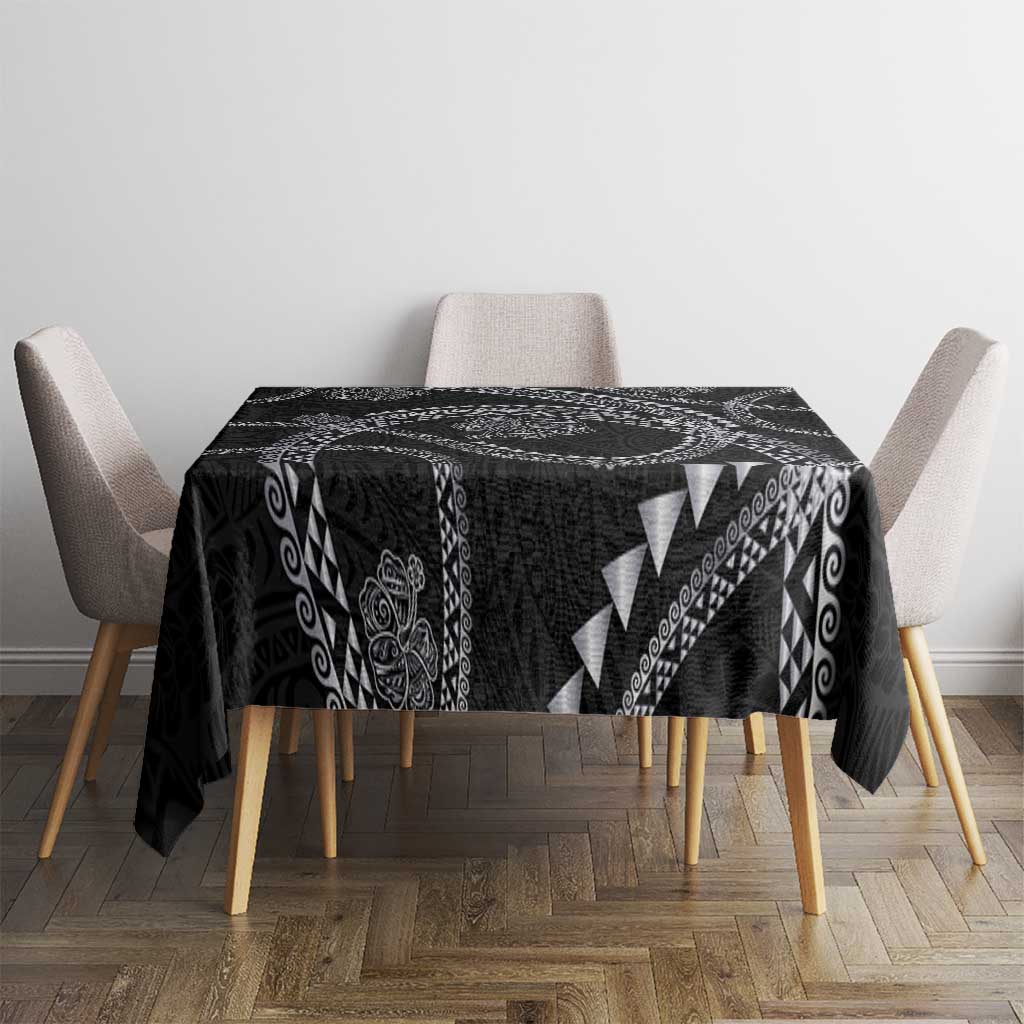 Hawaiian Kakau Art and Hisbiscus Tattoo Tablecloth Tribal Pattern-Silver Style LT03 - Polynesian Pride