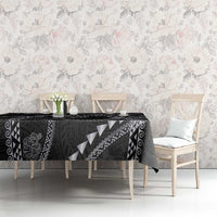 Hawaiian Kakau Art and Hisbiscus Tattoo Tablecloth Tribal Pattern-Silver Style LT03 - Polynesian Pride