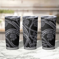 Hawaiian Kakau Art and Hisbiscus Tattoo Tumbler Cup Tribal Pattern-Silver Style - Polynesian Pride