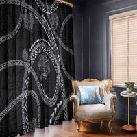 Hawaiian Kakau Art and Hisbiscus Tattoo Window Curtain Tribal Pattern-Silver Style - Polynesian Pride