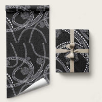 Hawaiian Kakau Art and Hisbiscus Tattoo Wrapping Paper Tribal Pattern-Silver Style LT03 58" × 23" Black - Polynesian Pride