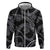 Hawaiian Kakau Art and Hisbiscus Tattoo Zip Hoodie Tribal Pattern-Silver Style - Polynesian Pride