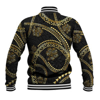 Hawaiian Kakau Art and Hisbiscus Tattoo Baseball Jacket Tribal Pattern-Gold Style - Polynesian Pride