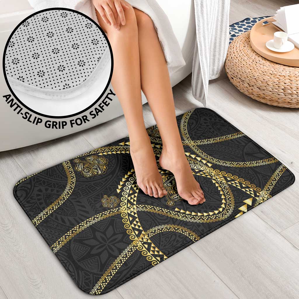 Hawaiian Kakau Art and Hisbiscus Tattoo Bathroom Set Tribal Pattern-Gold Style - Polynesian Pride