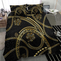 Hawaiian Kakau Art and Hisbiscus Tattoo Bedding Set Tribal Pattern-Gold Style - Polynesian Pride