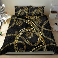 Hawaiian Kakau Art and Hisbiscus Tattoo Bedding Set Tribal Pattern-Gold Style - Polynesian Pride