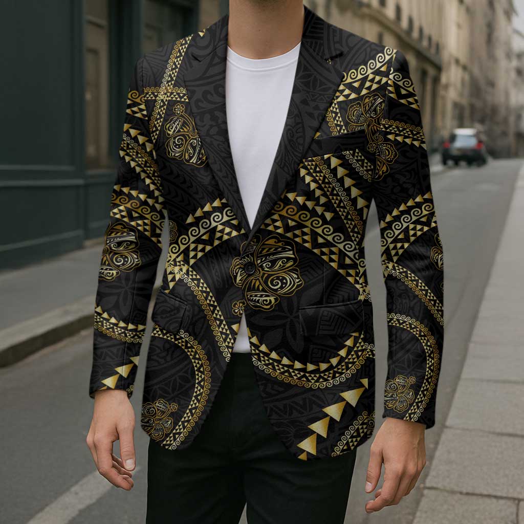 Hawaiian Kakau Art and Hisbiscus Tattoo Blazer Tribal Pattern-Gold Style - Polynesian Pride