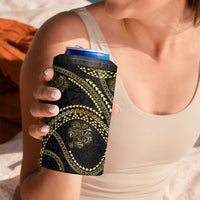 Hawaiian Kakau Art and Hisbiscus Tattoo 4 in 1 Can Cooler Tumbler Tribal Pattern-Gold Style - Polynesian Pride