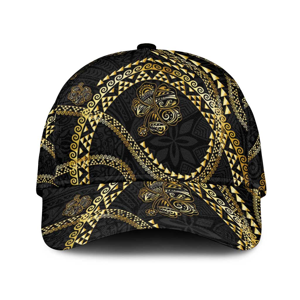 Hawaiian Kakau Art and Hisbiscus Tattoo Classic Cap Tribal Pattern-Gold Style - Polynesian Pride