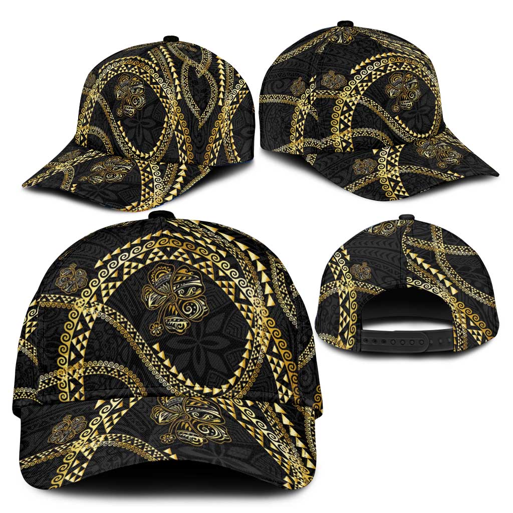 Hawaiian Kakau Art and Hisbiscus Tattoo Classic Cap Tribal Pattern-Gold Style - Polynesian Pride
