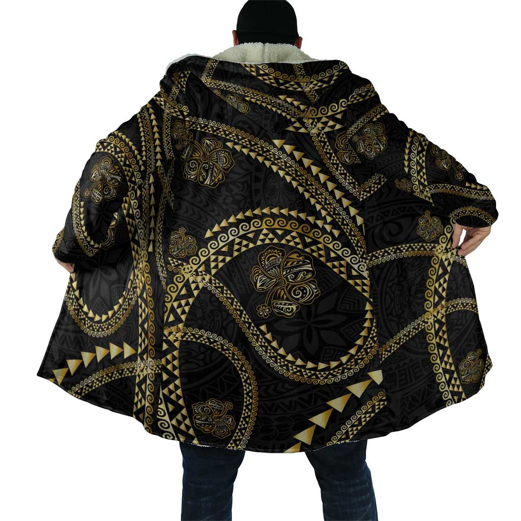 Hawaiian Kakau Art and Hisbiscus Tattoo Cloak Tribal Pattern-Gold Style - Polynesian Pride