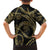 Hawaiian Kakau Art and Hisbiscus Tattoo Family Matching Long Sleeve Bodycon Dress and Hawaiian Shirt Tribal Pattern-Gold Style - Polynesian Pride