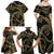 Hawaiian Kakau Art and Hisbiscus Tattoo Family Matching Off Shoulder Maxi Dress and Hawaiian Shirt Tribal Pattern-Gold Style - Polynesian Pride