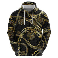 Hawaiian Kakau Art and Hisbiscus Tattoo Hoodie Tribal Pattern-Gold Style - Polynesian Pride