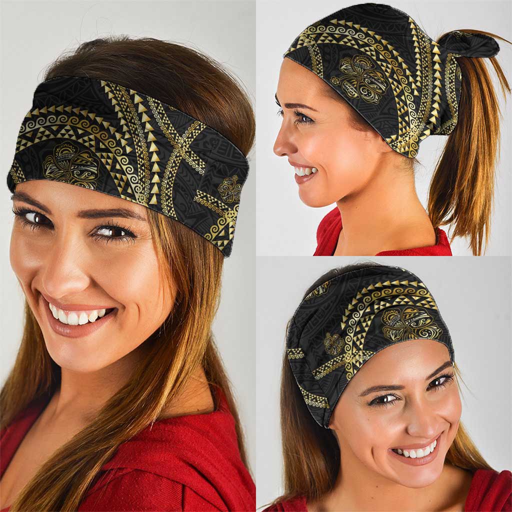 Hawaiian Kakau Art and Hisbiscus Tattoo Neck Gaiter Tribal Pattern-Gold Style - Polynesian Pride