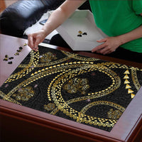 Hawaiian Kakau Art and Hisbiscus Tattoo Puzzle Tribal Pattern-Gold Style - Polynesian Pride