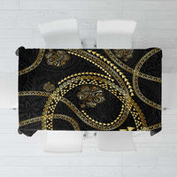 Hawaiian Kakau Art and Hisbiscus Tattoo Tablecloth Tribal Pattern-Gold Style LT03 Black - Polynesian Pride