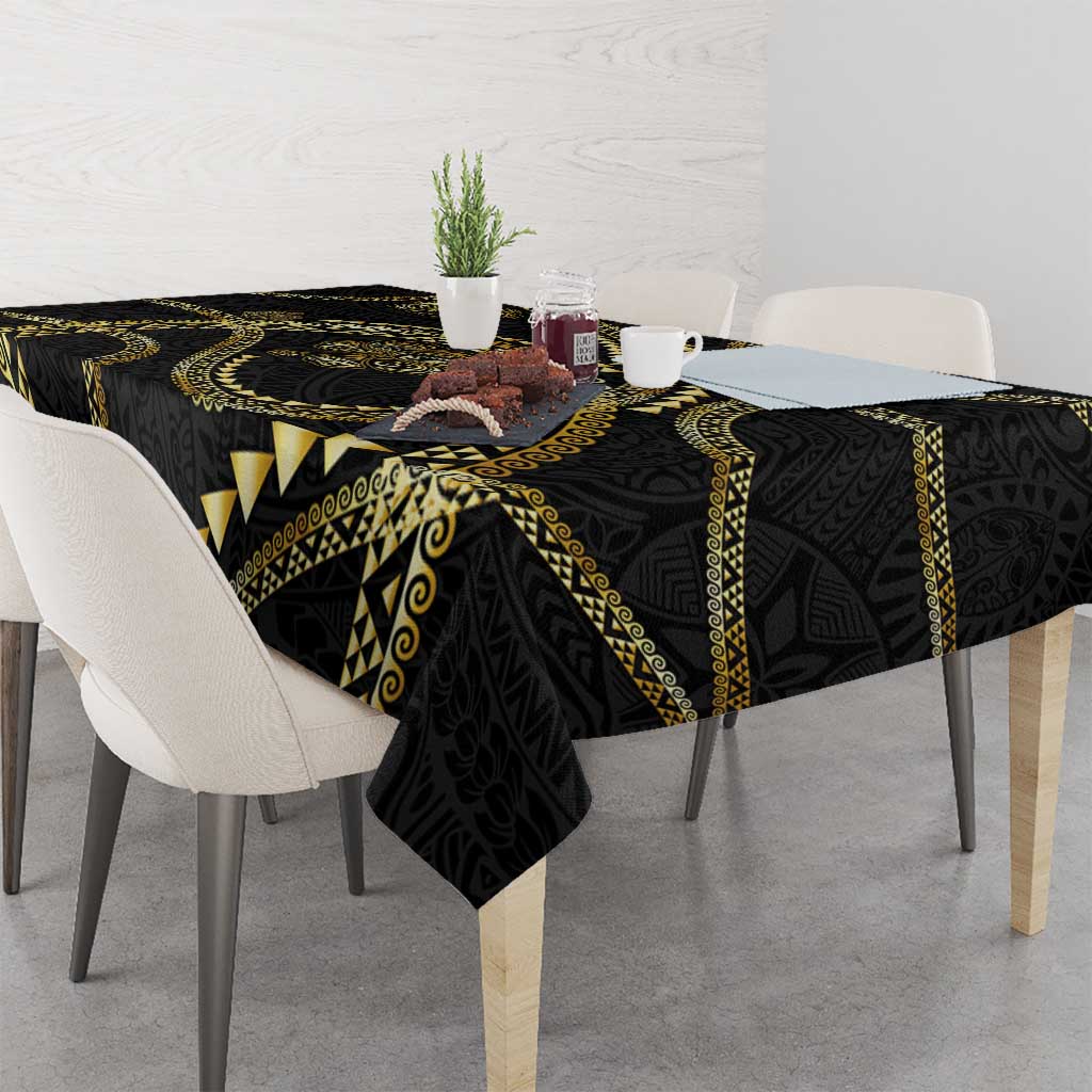 Hawaiian Kakau Art and Hisbiscus Tattoo Tablecloth Tribal Pattern-Gold Style LT03 - Polynesian Pride