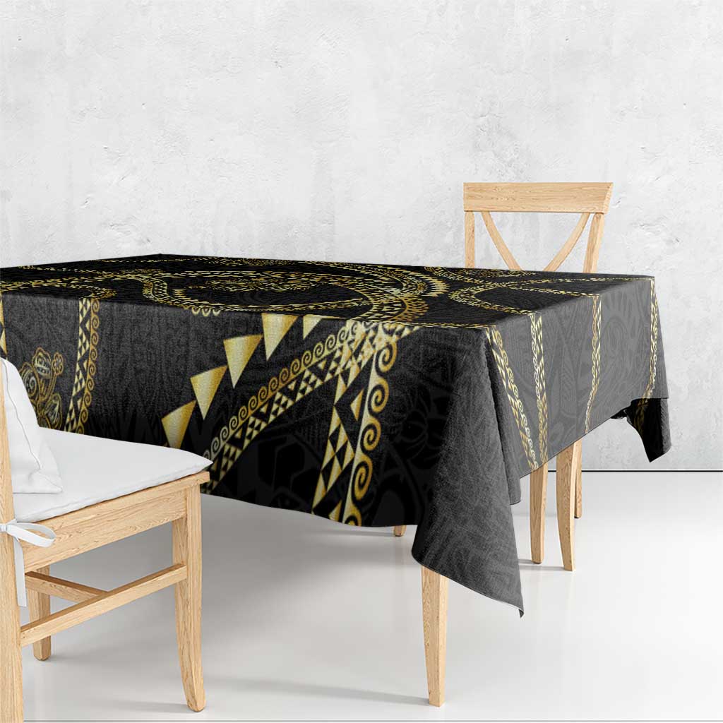 Hawaiian Kakau Art and Hisbiscus Tattoo Tablecloth Tribal Pattern-Gold Style LT03 - Polynesian Pride