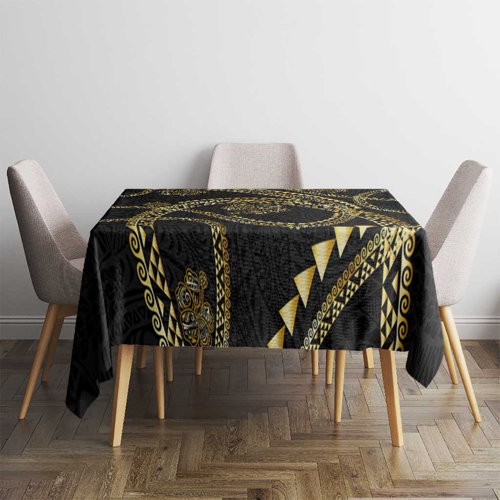 Hawaiian Kakau Art and Hisbiscus Tattoo Tablecloth Tribal Pattern-Gold Style LT03 - Polynesian Pride